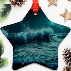 Waves Ocean Sea Tsunami Nautical 2 Ornament (star) by Jancukart