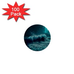 Waves Ocean Sea Tsunami Nautical 2 1  Mini Buttons (100 Pack) 