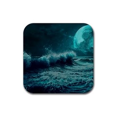 Waves Ocean Sea Tsunami Nautical 2 Rubber Coaster (square) by Jancukart