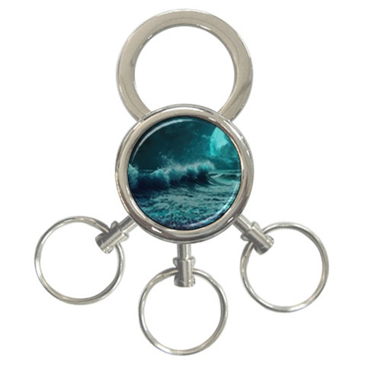 Waves Ocean Sea Tsunami Nautical 2 3-Ring Key Chain