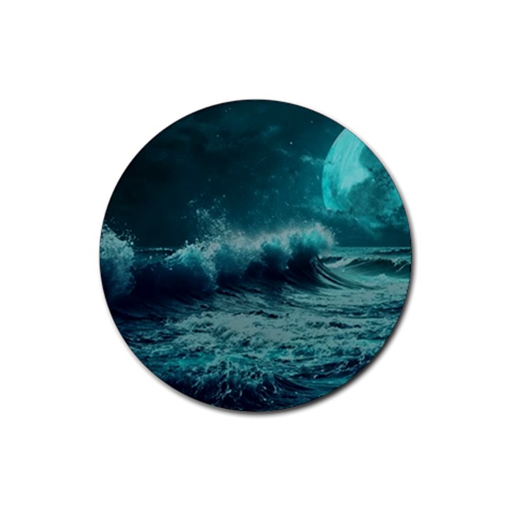 Waves Ocean Sea Tsunami Nautical 2 Rubber Coaster (Round)