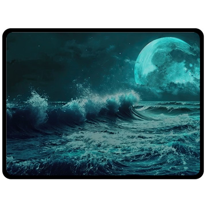 Waves Ocean Sea Tsunami Nautical 2 Fleece Blanket (Large)