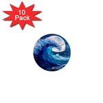 Tsunami Waves Ocean Sea Nautical Nature Water Moon 1  Mini Magnet (10 pack)  Front