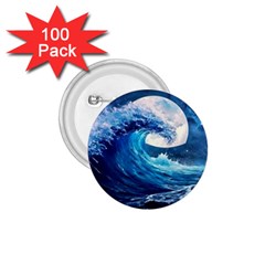 Tsunami Waves Ocean Sea Nautical Nature Water Moon 1 75  Buttons (100 Pack) 