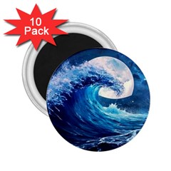 Tsunami Waves Ocean Sea Nautical Nature Water Moon 2 25  Magnets (10 Pack)  by Jancukart