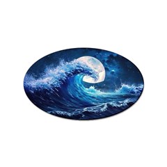 Tsunami Waves Ocean Sea Nautical Nature Water Moon Sticker (oval) by Jancukart