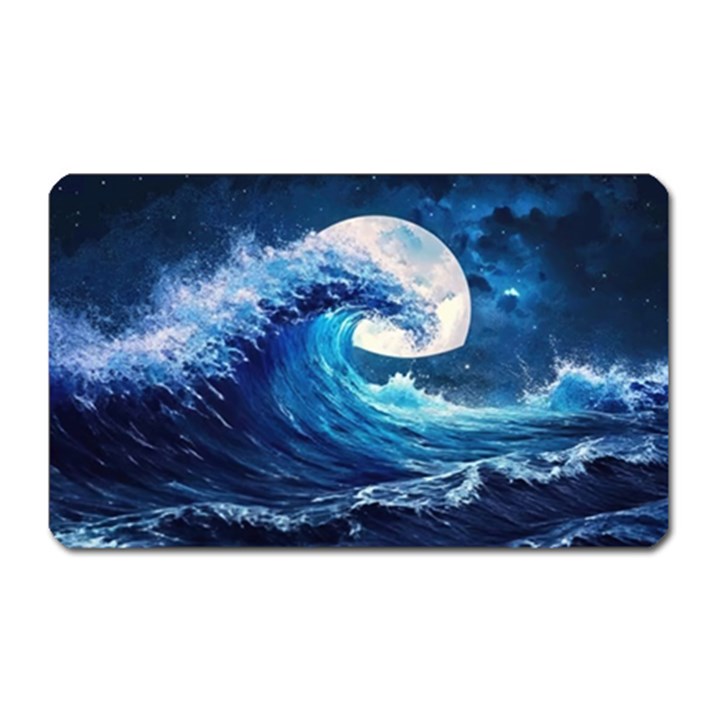 Tsunami Waves Ocean Sea Nautical Nature Water Moon Magnet (Rectangular)