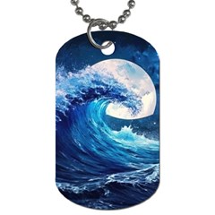 Tsunami Waves Ocean Sea Nautical Nature Water Moon Dog Tag (two Sides)