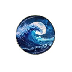 Tsunami Waves Ocean Sea Nautical Nature Water Moon Hat Clip Ball Marker by Jancukart