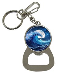 Tsunami Waves Ocean Sea Nautical Nature Water Moon Bottle Opener Key Chain by Jancukart