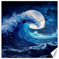 Tsunami Waves Ocean Sea Nautical Nature Water Moon Canvas 16  X 16 