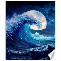 Tsunami Waves Ocean Sea Nautical Nature Water Moon Canvas 20  X 24 