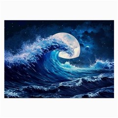 Tsunami Waves Ocean Sea Nautical Nature Water Moon Large Glasses Cloth (2 Sides)