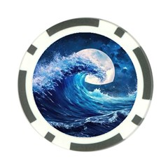 Tsunami Waves Ocean Sea Nautical Nature Water Moon Poker Chip Card Guard by Jancukart