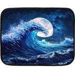 Tsunami Waves Ocean Sea Nautical Nature Water Moon Two Sides Fleece Blanket (Mini) 35 x27  Blanket Front