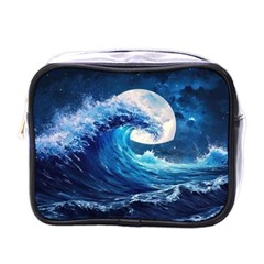 Tsunami Waves Ocean Sea Nautical Nature Water Moon Mini Toiletries Bag (one Side)