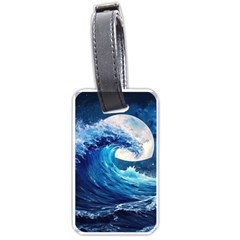 Tsunami Waves Ocean Sea Nautical Nature Water Moon Luggage Tag (one Side) by Jancukart