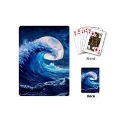 Tsunami Waves Ocean Sea Nautical Nature Water Moon Playing Cards Single Design (mini)