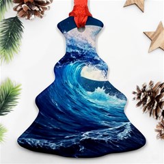 Tsunami Waves Ocean Sea Nautical Nature Water Moon Ornament (christmas Tree) 