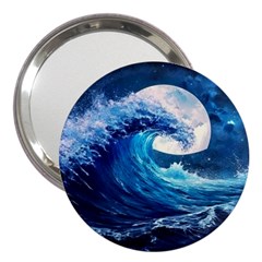 Tsunami Waves Ocean Sea Nautical Nature Water Moon 3  Handbag Mirrors by Jancukart