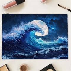 Tsunami Waves Ocean Sea Nautical Nature Water Moon Cosmetic Bag (xxl)