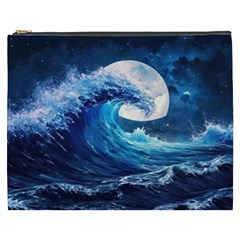 Tsunami Waves Ocean Sea Nautical Nature Water Moon Cosmetic Bag (xxxl) by Jancukart