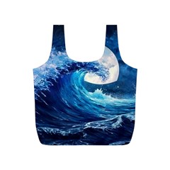 Tsunami Waves Ocean Sea Nautical Nature Water Moon Full Print Recycle Bag (s) by Jancukart