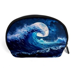 Tsunami Waves Ocean Sea Nautical Nature Water Moon Accessory Pouch (large) by Jancukart