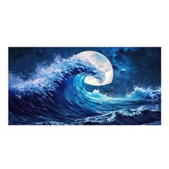 Tsunami Waves Ocean Sea Nautical Nature Water Moon Satin Shawl 45  X 80 