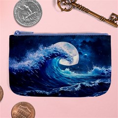 Tsunami Waves Ocean Sea Nautical Nature Water Moon Large Coin Purse by Jancukart