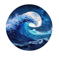 Tsunami Waves Ocean Sea Nautical Nature Water Moon Mini Round Pill Box by Jancukart