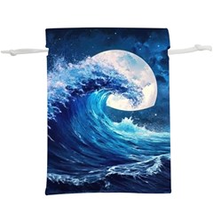 Tsunami Waves Ocean Sea Nautical Nature Water Moon Lightweight Drawstring Pouch (xl) by Jancukart