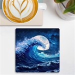 Tsunami Waves Ocean Sea Nautical Nature Water Moon UV Print Square Tile Coaster  Front