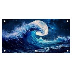 Tsunami Waves Ocean Sea Nautical Nature Water Moon Banner And Sign 6  X 3  by Jancukart