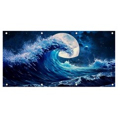 Tsunami Waves Ocean Sea Nautical Nature Water Moon Banner And Sign 8  X 4  by Jancukart