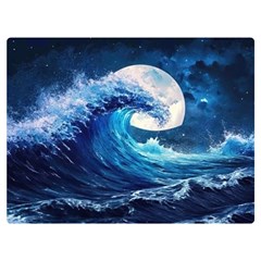 Tsunami Waves Ocean Sea Nautical Nature Water Moon Premium Plush Fleece Blanket (extra Small)