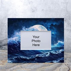 Tsunami Waves Ocean Sea Nautical Nature Water Moon White Tabletop Photo Frame 4 x6  by Jancukart