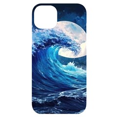 Tsunami Waves Ocean Sea Nautical Nature Water Moon Iphone 14 Plus Black Uv Print Case by Jancukart