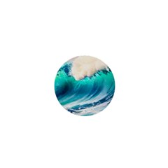 Tsunami Waves Ocean Sea Nautical Nature Water Art Ai Generated 1  Mini Buttons by Jancukart