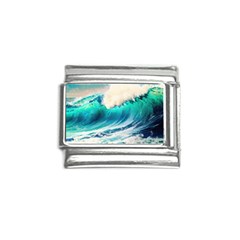 Tsunami Waves Ocean Sea Nautical Nature Water Art Ai Generated Italian Charm (9mm) by Jancukart