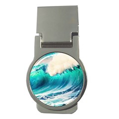 Tsunami Waves Ocean Sea Nautical Nature Water Art Ai Generated Money Clips (round)  by Jancukart