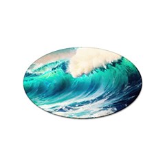 Tsunami Waves Ocean Sea Nautical Nature Water Art Ai Generated Sticker (oval) by Jancukart