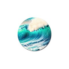 Tsunami Waves Ocean Sea Nautical Nature Water Art Ai Generated Golf Ball Marker (4 Pack)