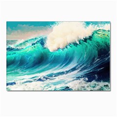 Tsunami Waves Ocean Sea Nautical Nature Water Art Ai Generated Postcards 5  X 7  (pkg Of 10) by Jancukart