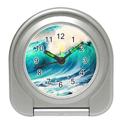 Tsunami Waves Ocean Sea Nautical Nature Water Art Ai Generated Travel Alarm Clock