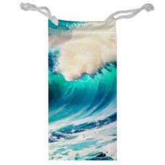 Tsunami Waves Ocean Sea Nautical Nature Water Art Ai Generated Jewelry Bag by Jancukart