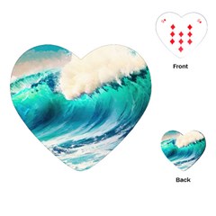 Tsunami Waves Ocean Sea Nautical Nature Water Art Ai Generated Playing Cards Single Design (heart) by Jancukart