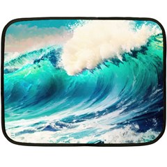 Tsunami Waves Ocean Sea Nautical Nature Water Art Ai Generated Fleece Blanket (mini)