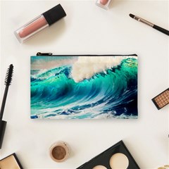 Tsunami Waves Ocean Sea Nautical Nature Water Art Ai Generated Cosmetic Bag (small) by Jancukart