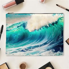 Tsunami Waves Ocean Sea Nautical Nature Water Art Ai Generated Cosmetic Bag (xl) by Jancukart